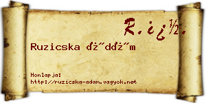 Ruzicska Ádám névjegykártya